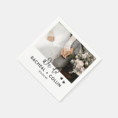 Serviette En Papier Mariage photo personnalisé moderne noir et blanc (Coin)