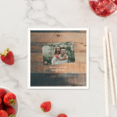 Serviette En Papier Mariage photo rustique en bois (En situation)