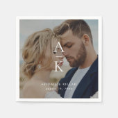 Serviette En Papier Mariage photo simple et moderne Monogramme (Devant)