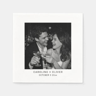Serviette En Papier Mariage photo typographique moderne minimaliste no