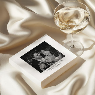 Serviette En Papier Mariage photo typographique moderne minimaliste no