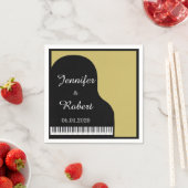 Serviette En Papier Mariage Piano Noir et Or Napkin (En situation)