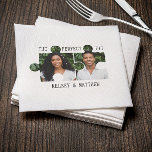 Serviette En Papier Mariage Pièce de Puzzle Photo Ajustement Parfait