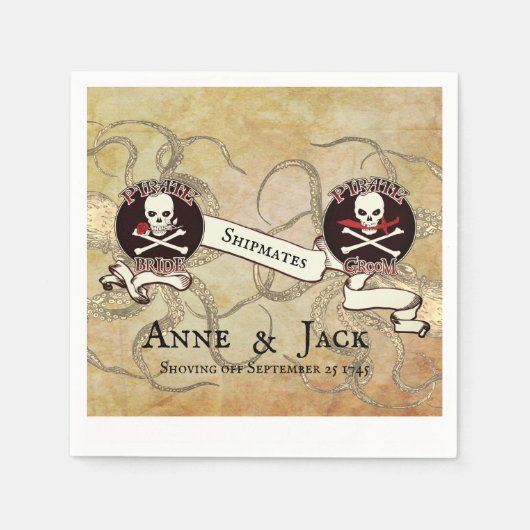 Serviette En Papier Mariage pirate (Devant)