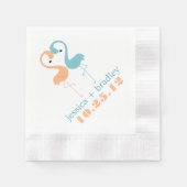 Serviette En Papier Mariage plage de Coral et Aqua Flamants roses (Devant)