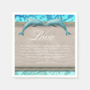 Serviette En Papier Mariage plage Dolphin Luau Party Amour nautique