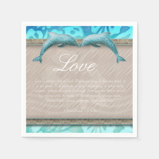 Serviette En Papier Mariage plage Dolphin Luau Party Amour nautique (Devant)