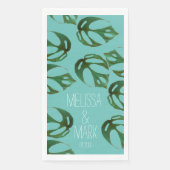 Serviette En Papier Mariage plage Monstera Nom des couples (Devant)