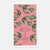 Serviette En Papier Mariage plage Monstera Nom des couples (Devant)