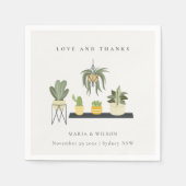 Serviette En Papier Mariage Plante succulent à pois mignon Merci (Devant)