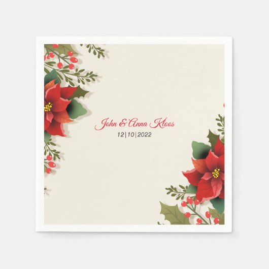 Serviette En Papier Mariage Poinsettia (Devant)