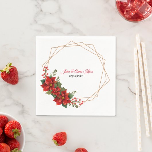 Serviette En Papier Mariage Poinsettia Napkins (En situation)