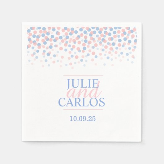 Serviette En Papier Mariage point confetti bleu rose serviettes person (Devant)