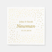 Serviette En Papier mariage pois élégant moderne faux or (Devant)