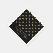 Serviette En Papier Mariage Pois moderne Black & Gold (Coin)