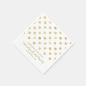 Serviette En Papier Mariage Pois moderne blanc et or (Coin)