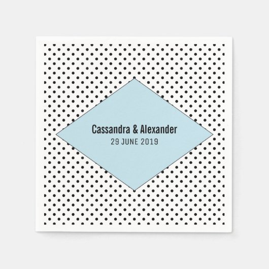 Serviette En Papier Mariage Pois moderne bleu (Devant)