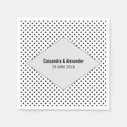 Serviette En Papier Mariage Pois moderne gris (Devant)