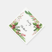 Serviette En Papier Mariage poitrine rouge vert d'eau (Coin)