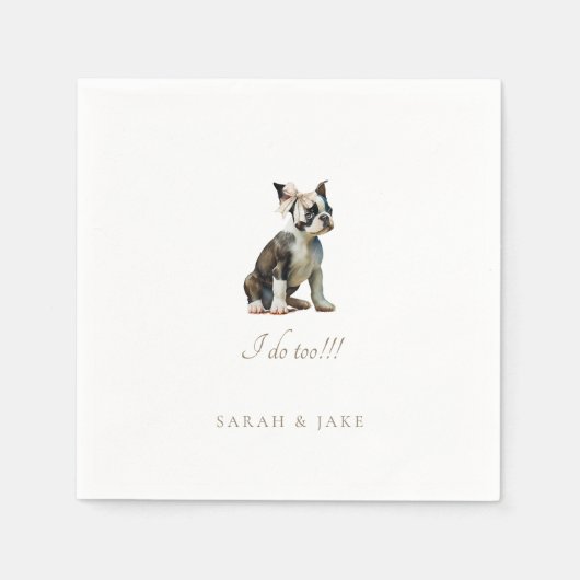 Serviette En Papier Mariage pour animaux de Boston Terrier (Devant)