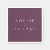 Serviette En Papier Mariage pourpre foncé (Devant)