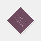 Serviette En Papier Mariage pourpre foncé (Coin)