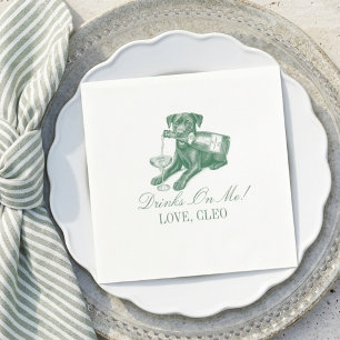 Serviette En Papier Mariage Préparatoire Vert Sauge Labrador Champagne