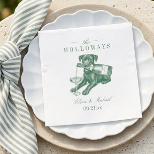 Serviette En Papier Mariage Préparatoire Vert Sauge Labrador Champagne