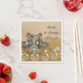 Serviette En Papier Mariage Princess Diamond Ring et White Pearl (En situation)