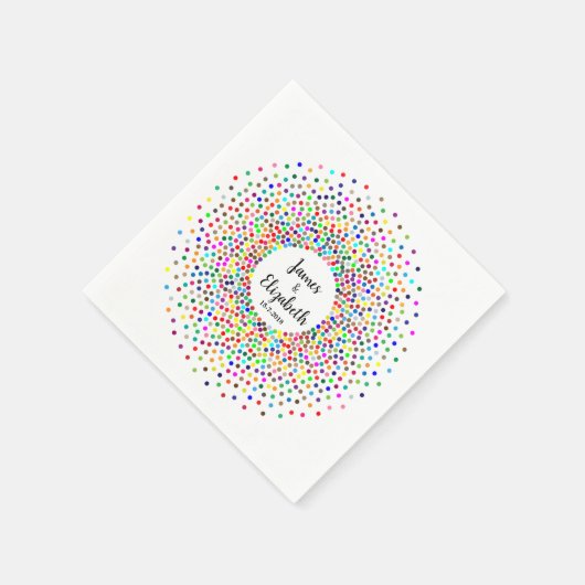 Serviette En Papier Mariage Rainbow Confetti (Coin)