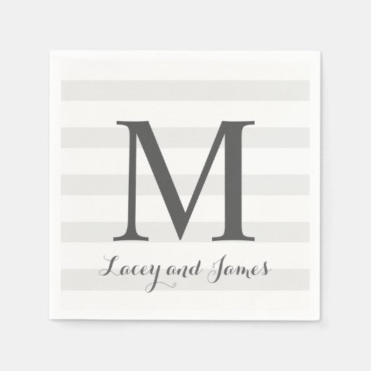 Serviette En Papier Mariage rayé Napkin (Devant)