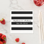 Serviette En Papier Mariage rayé noir et blanc (En situation)