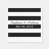 Serviette En Papier Mariage rayé noir et blanc (Devant)
