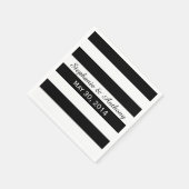 Serviette En Papier Mariage rayé noir et blanc (Coin)