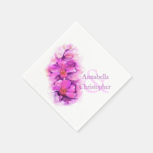 Serviette En Papier Mariage rayonnant orchidée aquarelle papier servie