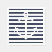 Serviette En Papier Mariage Rayures Bleues Et Blanches Ancre Nautique (Devant)