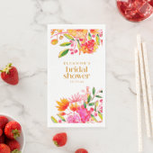 Serviette En Papier Mariage Réception Fleur Aquarelle Rose Orange Mode (En situation)