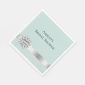 Serviette En Papier Mariage Réception Ruban Argenté Mint (Coin)