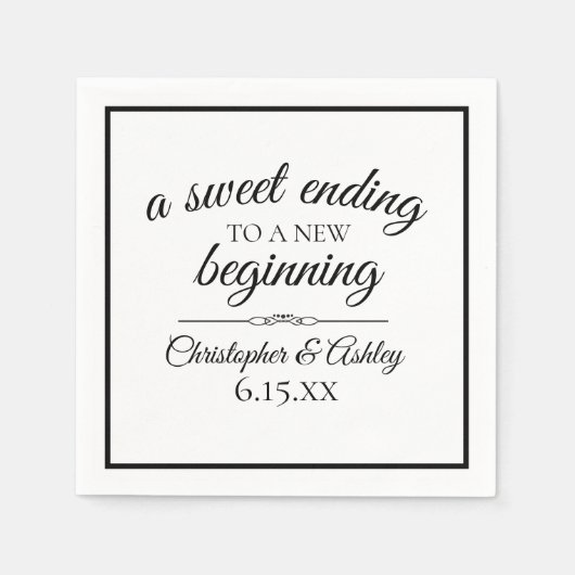 Serviette En Papier Mariage Réception Sweet Terminer Nouveau Début (Devant)