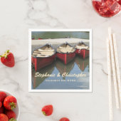 Serviette En Papier Mariage Red Canoes Nom et date (En situation)
