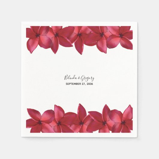 Serviette En Papier Mariage Red Plumeria Frangipani (Devant)