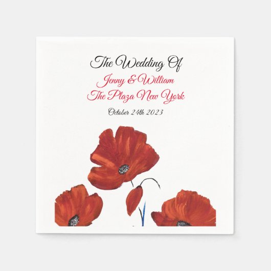 Serviette En Papier Mariage Red Poppies (Devant)
