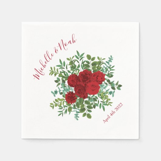 Serviette En Papier Mariage Red Rose (Devant)