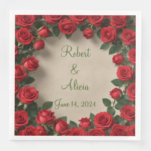 Serviette En Papier Mariage Red Rose