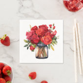 Serviette En Papier Mariage Red Roses (En situation)