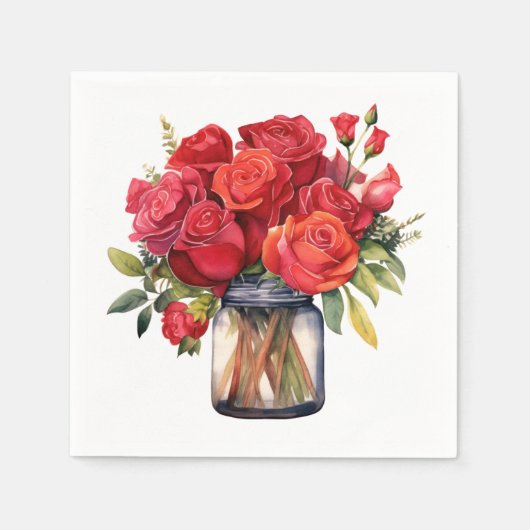 Serviette En Papier Mariage Red Roses (Devant)