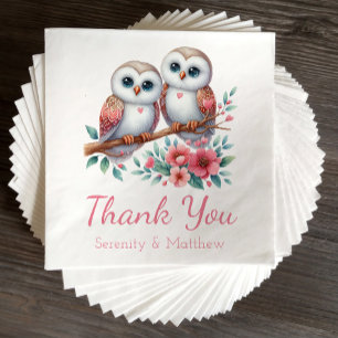 Serviette En Papier Mariage Remerciement Bohème Rustique Bois de Hibou