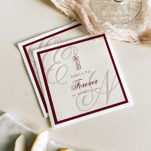 Serviette En Papier Mariage rétro au monogramme de luxe à l'ancienne