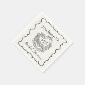 Serviette En Papier Mariage rétro cœur coquette gâteau beige ruban (Coin)