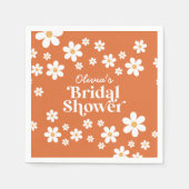 Serviette En Papier Mariage rétro daisy orange brûlé (Devant)